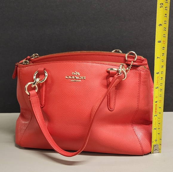 Coach F57523 Mini Christie Carryall Leather Handbag Purse Red Coral - Picture 13 of 16